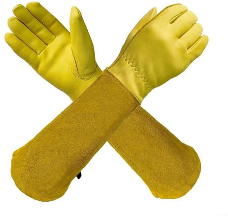 Gartenhandschuhe mit Ellenbogen-langen Stulpen für vollständige Abdeckung gegen Schnitte (L)