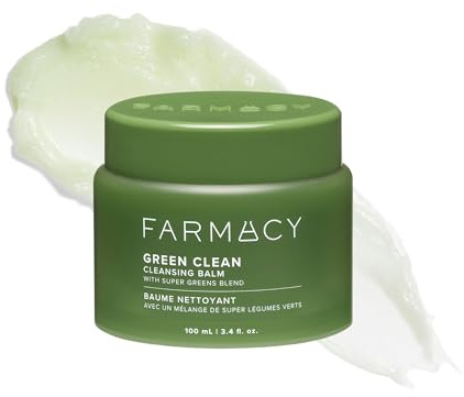 Farmacy Make-up-Entferner-Reinigungsbalsam – Green Clean wasserdichter Make-up-Entferner + ölbasierter Reiniger – sanftes Peeling-Doppelreiniger – schmilzt von Balsam zu milchigem Schaum (100 ml)