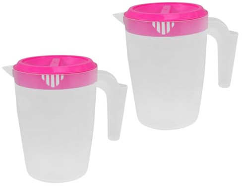 Ciieeo 2 Pièces Bouteille D'eau Froide En Plastique Carafe à Eau Avec Couvercle Carafe à Eau En Plastique Pichet à Mélanger Pichet De Gallon à Thé D'un Gallon Rosy Réutilisable