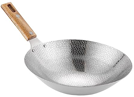 MUCKLILY Wok Multifonctionnel en Acier Inoxydable Poêle à Poêle à Sauter Robuste Accessoires Cuisine pour à Gaz Utilisation Quotidienne 1 Pièce