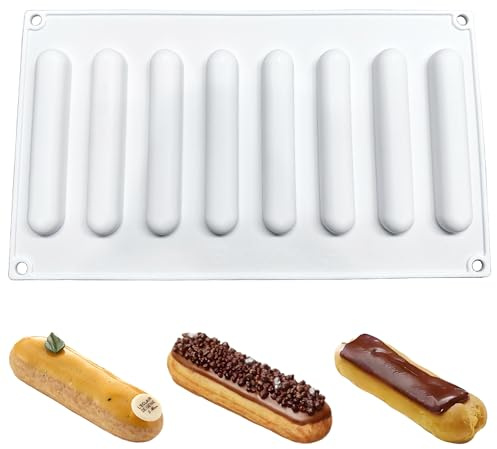 YJFY Lange Streifen Mousse Silikonform Handseife Silikon Formen Gebackene diy französische Dessertform Antihaft Silikon MuffinformHitzebeständig Lebensmittelecht Geburtstagsparty (Streifen, 8 Löcher)