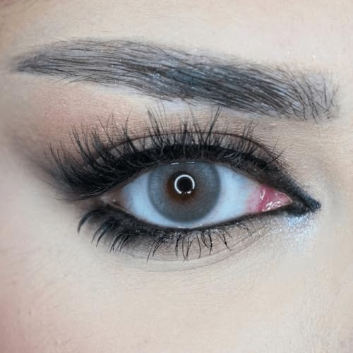 Venus® Lentilles Grises Sans Correction - 0, 00 Dioptries - Lentilles de Contact Annuelles Souples pour Femmes - Compatible avec les Lunettes - 1 Paire - 365 Jours - 14 mm - Argent