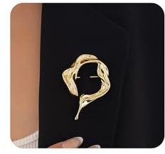 Chunky Gold Brooch Pins,Big Metal Geometric Round Lapel Pin,Large Scarf Pin Coat Sweater Accessories (Irregular)