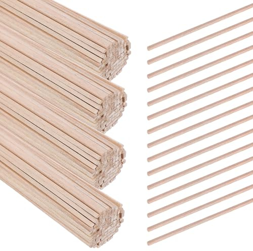 100Pcs Zuckerwatte Stäbe, 300mm x 3mm Eckig Holzstäbchen Holzstäbe zum Basteln Zuckerwattestäbe Holzstab für DIY Kunstprojekte Modellbau Dekorationen Holzarbeiten