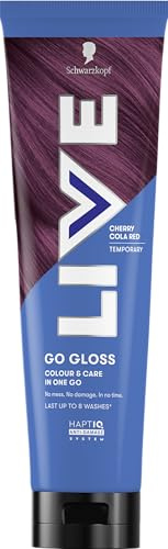 Schwarzkopf LIVE Go Gloss Cherry Cola Red, Colour & Care Hair Glossing for Instant Glossy Hair, with HaptiQ Anti-Damage System, Up to 8 Washes