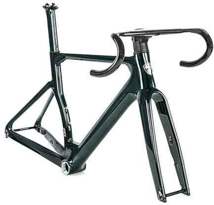 HZXQCVB 700C Rennrad-Rahmenset 43,5/46/48/50/52/54cm Carbonfaser Scheibenbremsrahmen F100mm R142mm Steckachse Mit Gabel Und Lenker