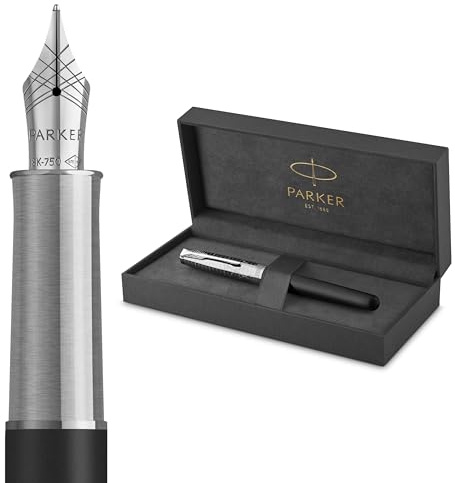 Parker Sonnet Fountain Pen | Legacy of Flight Collection | 18k Gold Medium Nib with Black Ink Refill | Chrome Trim | Gift Box