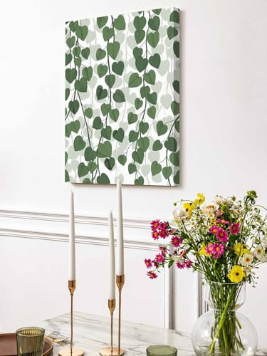 Spring Plants Ivy Canvas Wall Art,Vertical Wall Art Paintings Ready to Hang, Green Heartleaf Philodendron Artwork Decor for Living Room Bathroom Bedroom,24x36In