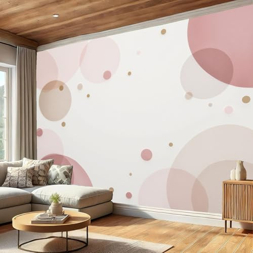 Carta da parati Acquerello Rotondo 250 x 175 cm, Fotomurali in TNT Murale Stile Minimalista, Rosa Carta da parati, poster grande per soggiorno camera da letto sfondo TV