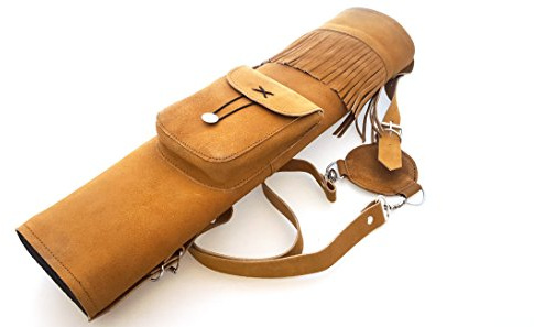starlingukpk Carquois traditionnel en daim pour tir à l'arc Marron miel