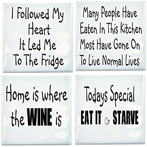 Kitchen Tile Transfer Humor Pack of 4 Fun Quotes Ceramic Tile Stickers Great Fun