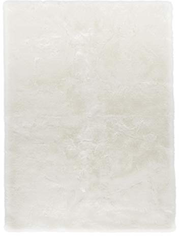 Mint Rugs Superior Faux Fur Rug, High Pile Living Room Rug, Faux Lambskin Sheepskin, Soft, Fluffy, Long Pile, Flokati Design, Faux Fur Plain for Children's Room, Bed Rug, Hallway, White, 160 x 230 cm