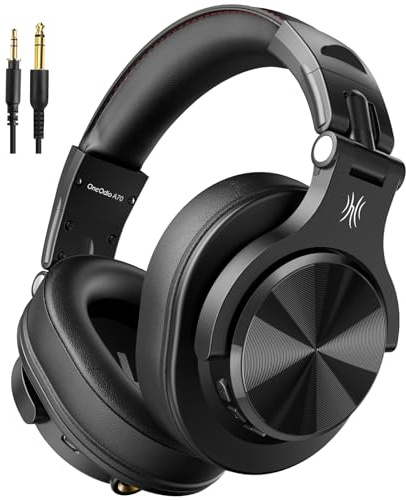 OneOdio A70 Cuffie Bluetooth Over Ear, Cuffie Con filo Cuffie Wireless Cuffie Over Ear con Microfono Stereo Hi-Fi, 72 Ore di Riproduzione, Jack 3,5 e 6,35 mm, Pieghevole, per DJ, Chitarra, PC, Nero