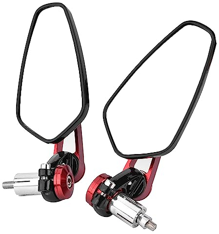 Side Rearview Mirrors Universal Motorcycle Motorbike Aluminum Alloy Rear View Mirrors for Most Motorcycles with 7/8(22mm) Bar End(Red)