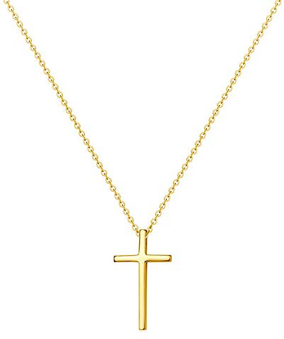 14K Gold Plated Tiny Cross Pendant Necklace for Women Simple Cross Necklaces Birthday Gifts for Women Girl Fashion Jewelry (Gold cross)