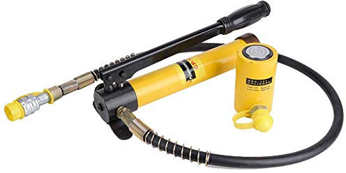 Vérin hydraulique 10T, vérin Court 10T + Ensemble de Pompe hydraulique Manuelle Outil de poignée de Levage en Acier pour la réparation de Voitures