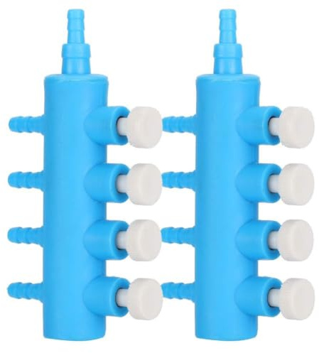 Pssopp Akvarieluftflödesreglage, 2-Pack 4-Vägs Ventilfördelarsystem, Luftpumpstillbehör för Akvarium