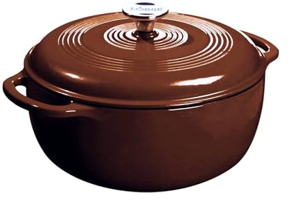 Lodge Horno holandés de hierro fundido esmaltado, 6 cuartos de galón, Sienna quemada