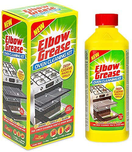 Kit de limpieza de horno de grasa para codo (paquete de 2) más guantes de goma súper fuertes de tamaño mediano