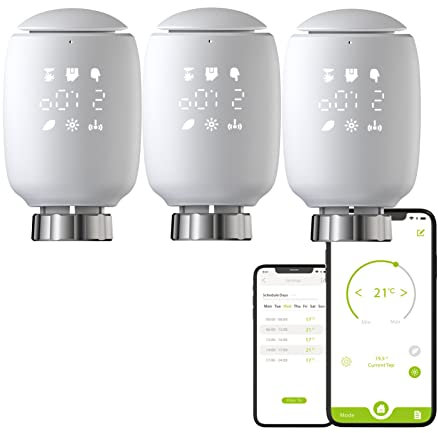 Qiumi Zigbee Thermostat Radiator Valve, Smart Programmable Thermostat, Temperature Heater,eTRV, Alexa,Googlehome, Voice Control, connector type is M30 x 1.5