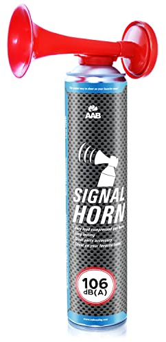 1x AAB Signal Horn, 106 dB(A) Bis Zu 320 Kurze Pieptöne Mit Nicht Brennbarem Gas, Tröten Fussball Fanartikel, Laut Air Horn, Druckluftfanfare, Tröte, Gashupe, Yacht, Auto, Drucklufttröte, Gashupen