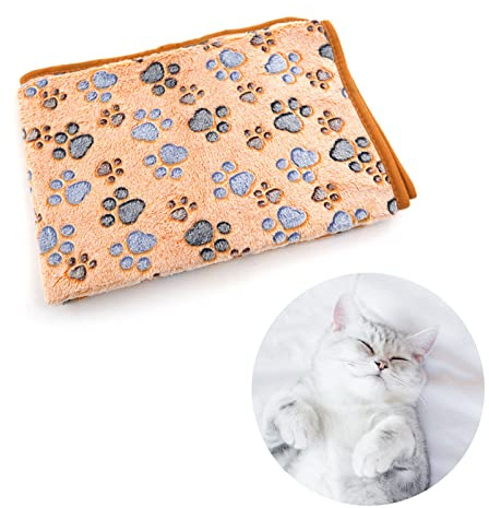 Butyeak Morbida Coperta Calda e Morbida per Animali Domestici, Coperta per Animali Domestici con Stampa a Zampa per Cane o Gatto, Coperta per Cane/Gatto Lavabile Soffice Durevole, （56 * 72cm）