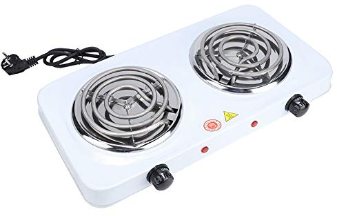 Double Brûleur électrique, Plaque Chauffante électrique à Double Bobine Sûre et Légère, Cuisinière électrique Portable avec Contrôle de la Température à 5 Niveaux,Parfaite pour la Cuisine en Plein Air