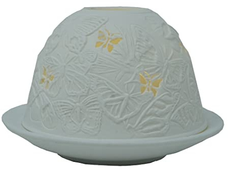 CBK-MS Dome Light Schmetterlinge Schmetterling Porzellan ca. Ø 12 cm Höhe 8,5 cm Windlicht Teelichthalter Teelicht