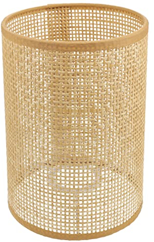 Angoily Rattan-Trommel-Lampenschirm-Ersatz E27-E14-Fass-Lampenschirm Zum Aufstecken Nat¨¹rliche Gewebte Zylinder-Lichtabdeckung F¨¹r Kronleuchter Tisch-Schreibtischlampen
