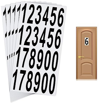 5Sheets Black Vinyl Numbers Stickers,Self Adhesive Numbers Stickers MailboxNumbers,Waterproof Self Adhesive Vinyl NumbersStickers Decals for Mailbox Signs,Residence,Window,Door,Address Number