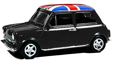 Thomas Benacci Mini Cooper Model with Pull Back Go Action Die Cast Union Jack Model Toy Car Souvenir Gift (Black)