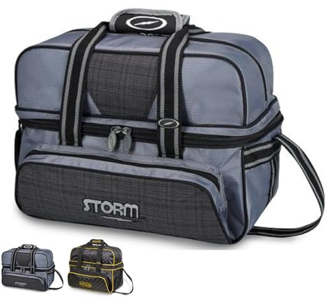 EMAX | Bowling Double Tote - Storm 2-Ball Tote Deluxe | Sac de Bowling pour 2 Boules de Bowling | Sac de Transport avec Compartiment à Chaussures (Plaid/Grey)