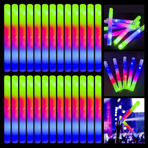 Dnoyevvs 68 Unidades Palos de Espuma Led, Palos Led, Barra Luz Varita Luminosa, 3 Modos, Bastones Luminosos multicolor, Juego de luces para Fiestas, Bodas, Celebraciones
