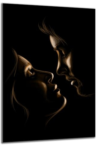 DARO Design - Wand-Bild auf 6mm HDF 84x56 cm Liebe Kuss Vintage - Wand-Deko Bilder Geschenk