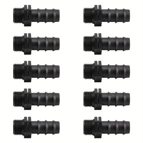 10 accesorios de riego por goteo de 3/4 pulgadas x 20 mm, conectores de tubería de púas de rosca macho para jardín, césped, riego agrícola