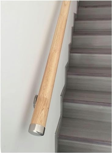 CIADAZ Corrimano in legno per scale interne – corrimano antiscivolo per scale in legno per casa asilo ringhiera corridoio villa loft, corrimano per scale kit completo (colore: naturale, dimensioni