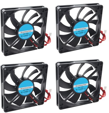 Jopto Lot de 4 mini ventilateurs de refroidissement silencieux sans balais 80 x 80 x 15 mm 8015 DC 12 V avec terminal à 2 broches compatible avec imprimante 3D PC CPU radiateurs boîtier d'ordinateur