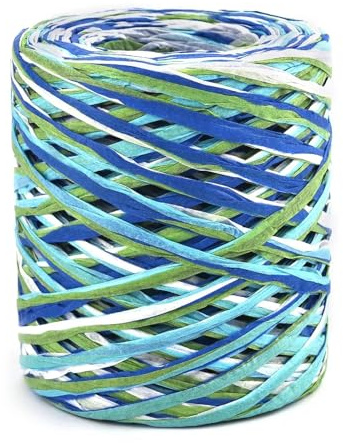 Filo di rafia naturale, filo di paglia di carta artigianale, fatto a mano, all'uncinetto, per cappelli estivi, borse, cesti, corda per decorazioni e confezioni regalo (150 m, multicolore B)