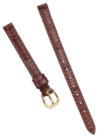 Chlikeyi Armband 8mm 10mm Echtleder für kleine Damen-Uhrenkette, Braunes Gold, 8-8mm