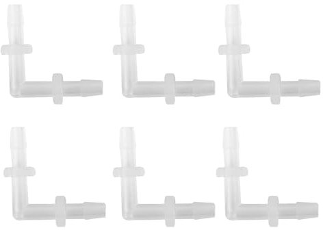 Partuto 6 Pcs Universal Automotive Vacuum Tubing Connector - Car 90 Degree 1/8 L Shaped Vacuum Tubing Connector Assortment 2 Way Vacuum Line Fittings - Plastic Transparent