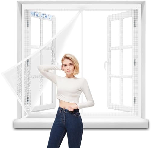 Fly Screen Window to Open & Close 95x190cm Self-Adhesive Insect Screen Roller Blind Keep Fly Bug Out White