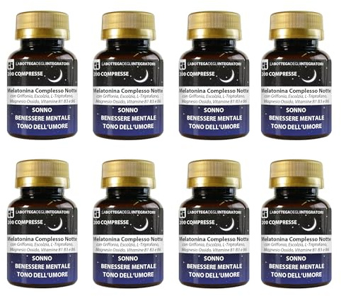 Melatonina Complesso Notte 1600 Compresse 1 al dì | con Griffonia Escolzia Triptofano Magnesio Vitamine B1 B3 B6 | Sonno Umore e Rilassamento | Non animale LA BOTTEGA DEGLI INTEGRATORI
