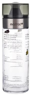 mastrad - Shaker Vinaigrette En Verre Gradué 400 ml Avec 4 Recettes Et Couvercle - Bouteille À Sauce Salade - Sans Goutte, Rouge Marron