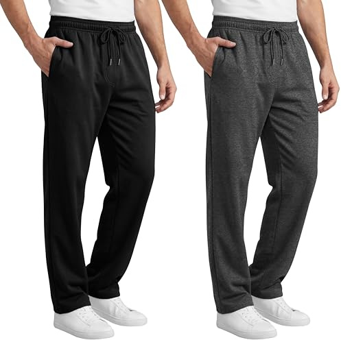 Love My Fashions Joggers for Men UK Tracksuit Jogging Bottoms Men’s Fleece Joggers Open-Hem Sweatpants with Pockets Drawstring Trousers Gym Workout Black/Charcoal