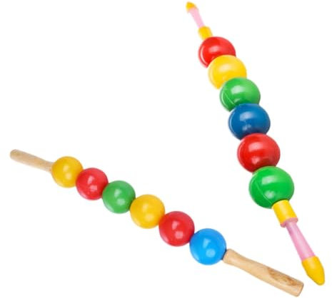 Happyyami 2stücke Junge Mädchen Fitness Spielzeug Fünf-Farben Ball Armtrainer Und Brust Expander Mit Kunststoff Und Holzgriffen Für Körperliche Und Geistige Entwicklung