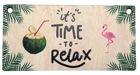 IT'S TIME TO RELAX, Hängeschild, hängende Dekoration an der Tür, Wanddekoration, Geschenk, Holzschild, natürliche Dekoration