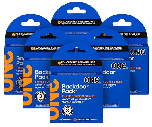 ONE Backdoor 3ct. | Bundle of 6 | The First Condoms Approved for Anal Use | Try Vanish Hyperthin, Super Sensitive and MyONE Custom Fit Size Code 55G