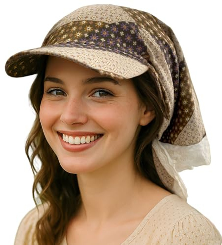 CLAPE Sonnenhut Damen Breite Krempe Baseball Cap mit Bandana Leichte | Atmungsaktiv,Packbar,UV Schutz,Nackenschutz,Elegant Bandana mit Schirm,Sonnenkappe für Beach,Reisen,Strand,Garten