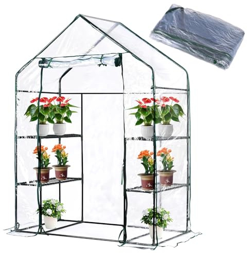 Greenhouse Replacement Cover with Roll-Up Zipper Door, 28.7 x 56.3 x76.8 Inches PVC Plant Gardening Greenhouse Cover for Gardening Plants Cold Frost Protection Wind Rain Proof