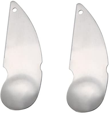 HOLIDYOYO 2pezzi Cucchiai Kiwi in Acciaio Resistente con Pelatore Integrato per Frutta Utensili Pratici per Sbucciare e Scavare Kiwi e Avocado Facili da Impugnare e Usare in Cucina e Ristora